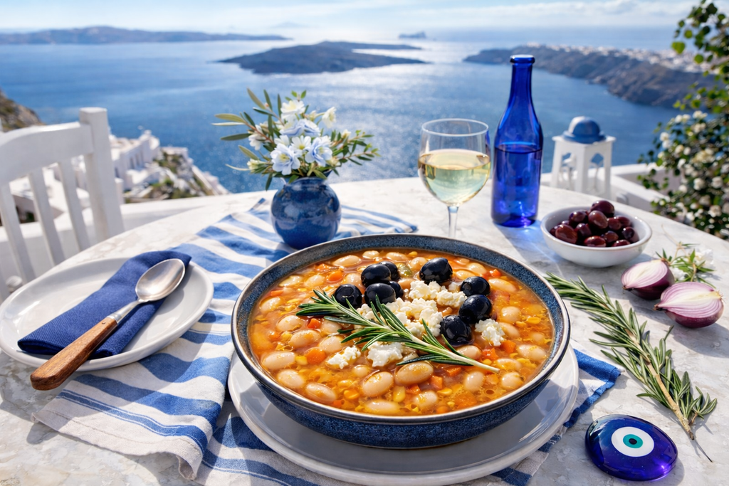 Classic Greek Fasolada (Traditional White Bean Soup)