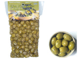 Greek Green Olives with Oregano, Traditional Chalkidiki Variety,  1kg Vacuum-Sealed.