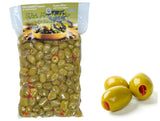 Greek Green Olives with Red Pepper's Pasta, Traditional Chalkidiki Variety,  1kg Vacuum-Sealed.