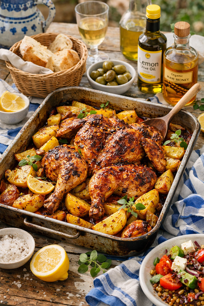 Hot Honey & Lemon Greek Chicken Traybake