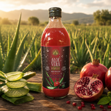 Greek Biological Aloe Vera Gel Juice – Pomegranate Flavour | Organic Drink from Crete (1000ml)
