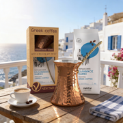 Greek Coffee Traditional Blend 200gr with Brass Boiling Pot '' Briki 1a