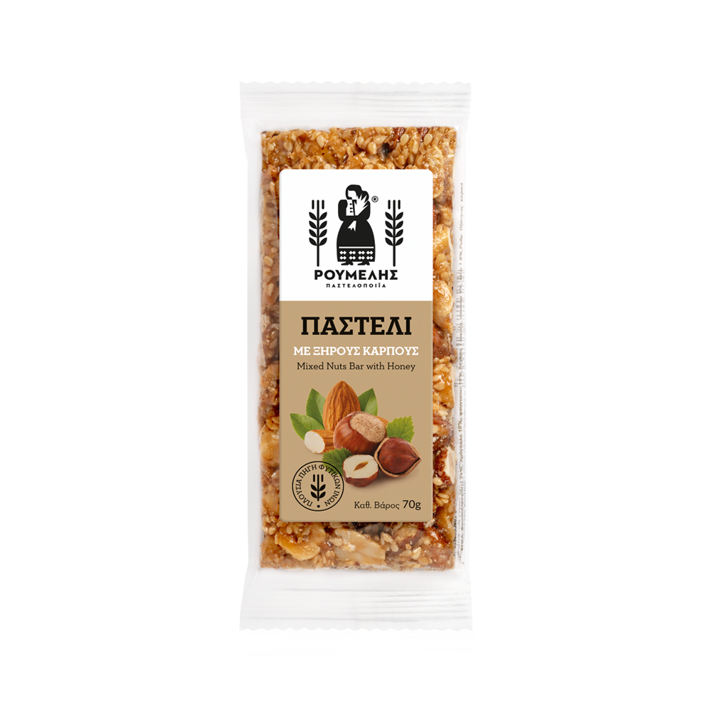 Greek Premium Mixed Nuts ( Pasteli ) with Peanuts, Almonds, Hazelnuts, Sesame & Honey 