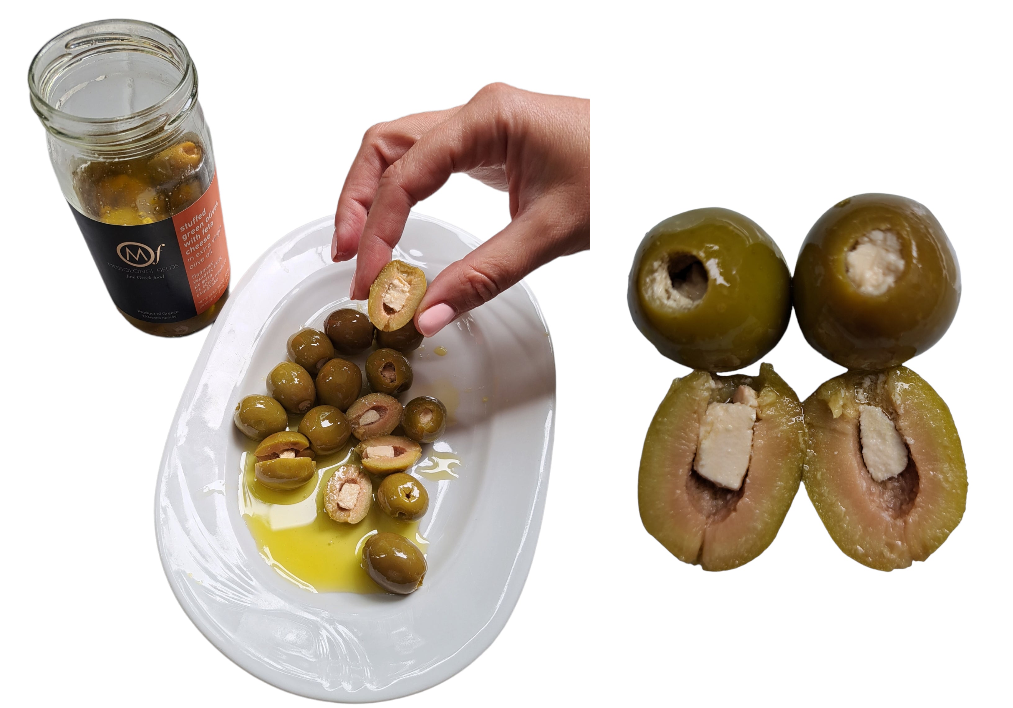 Greek Green Olives Stuffed with Feta Cheese in Extra Virgin Olive Oil 9