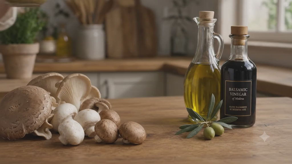 Greek Marinated Mushrooms with Herbs in Extra Virgin Olive Oil 