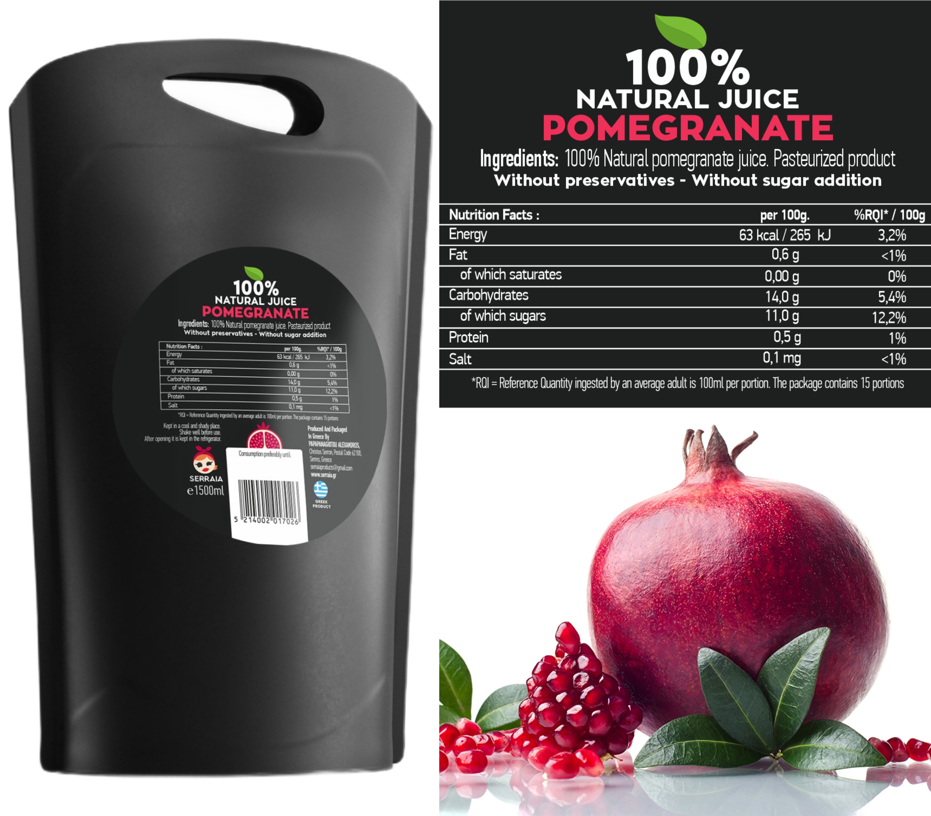 Greek 100% Natural Pomegranate Fruit Juice 3