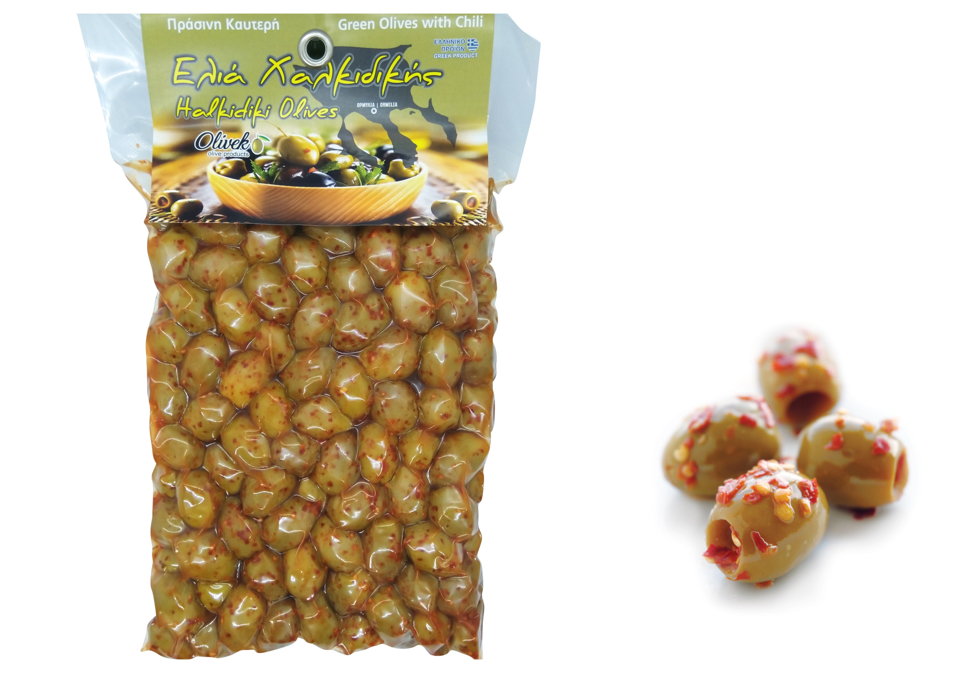 Greek Green Olives with Chilli Flakes 1